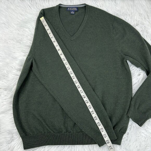 Brooks Brothers Men's Green Merino Wool V-Neck Long Sleeve Preppy Sweater XL/C44 - Picture 11 of 11